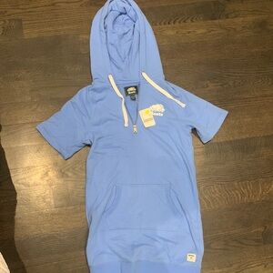 Roots Sky Blue Short Sleeve Hoodie Dress with Zip